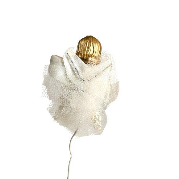 Vintage 60s Angel Floral Pick Hard Plastic Head Tulle Christmas Crafting Japan - Picture 4 of 7